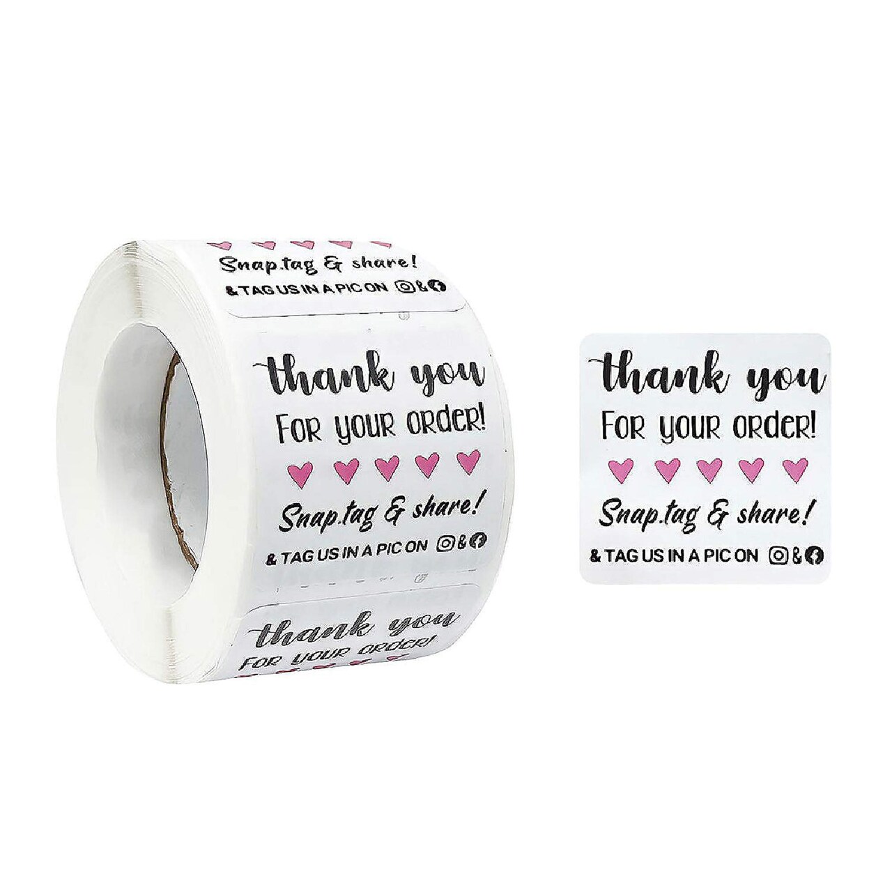 500 Pieces Wrapables Snap Tag Share Thank You Stickers Roll 1.5 Inch